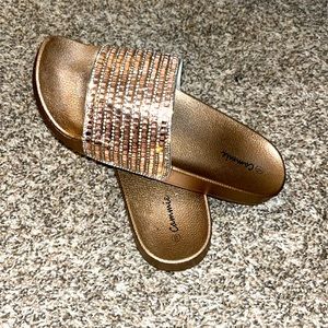 Metallic Embellished rubber slides